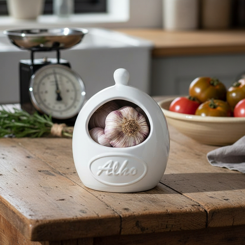 Porta Alho Feito de Ceramica Premium Nome em Alto Relevo Tendencia Varias Cores em Oferta na Shopee