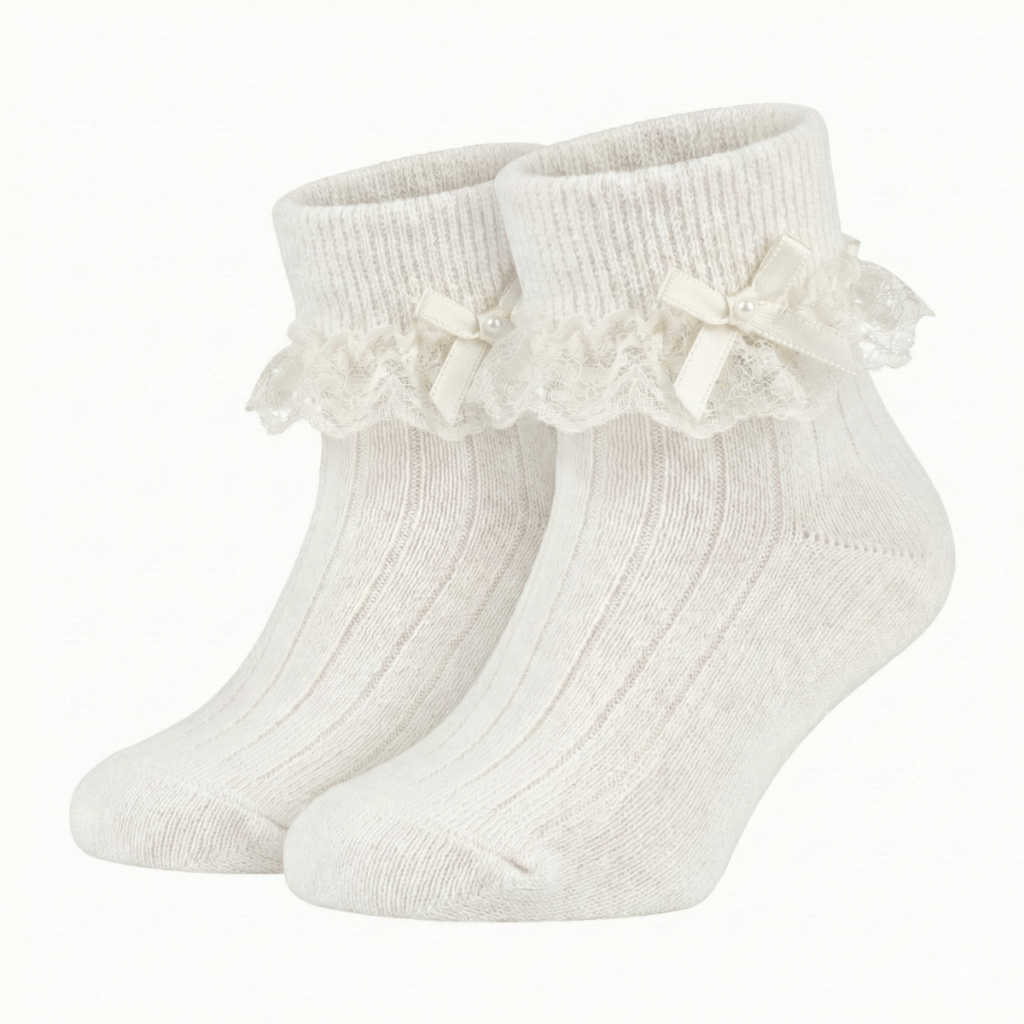 Kit 3 Pares Meia Infantil Menina Bebê Festa Com Renda Macia e Delicada