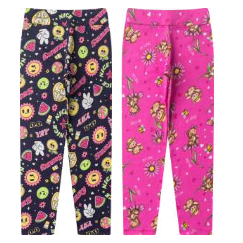 Kit 2 Leggings Infantil Feminina Estampada Tamanho 01 ao 14 Confortável Envio Sortido