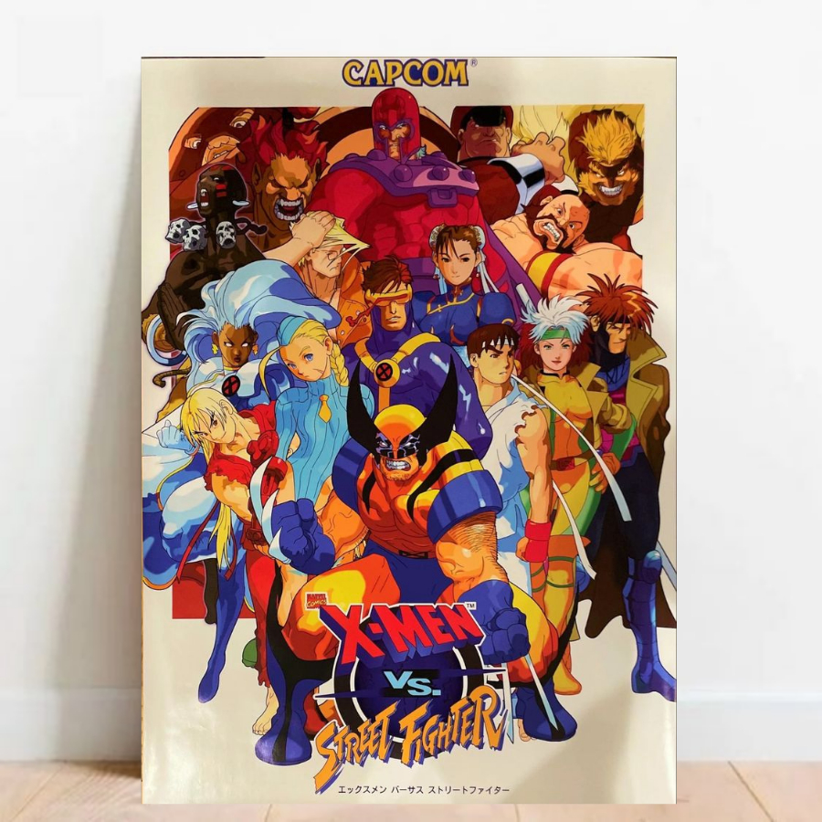 Quadro Placa decorativa Geek Gamer Marvel vs. Capcom video games Arte Poster A2 01