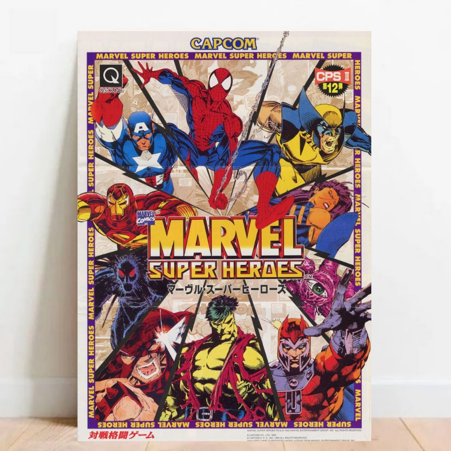 Quadro Placa decorativa Geek Gamer Marvel vs. Capcom video games Arte Poster A2 02