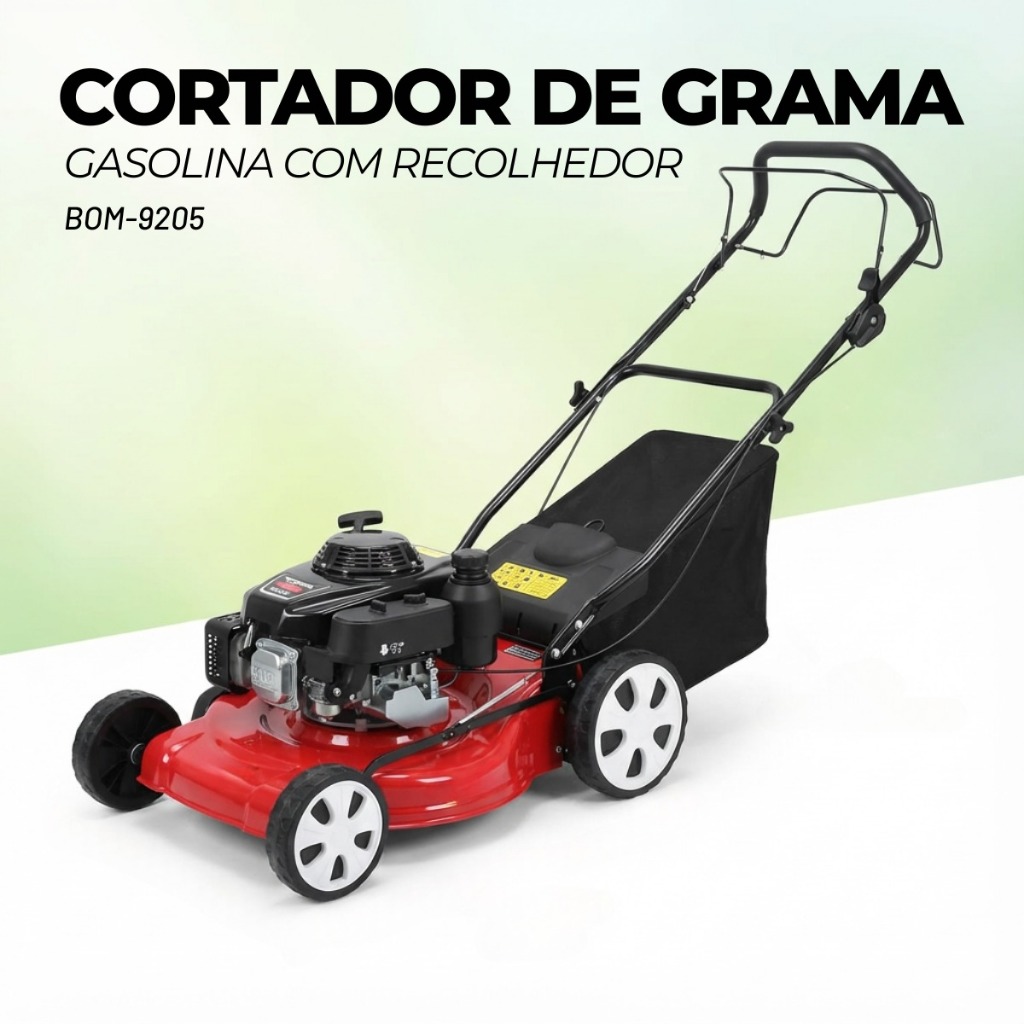Cortador Grama Gasolina Com Recolhedor 3000rpm 7 Marchas Vermelho BOMVINK 41cm BOM-9205