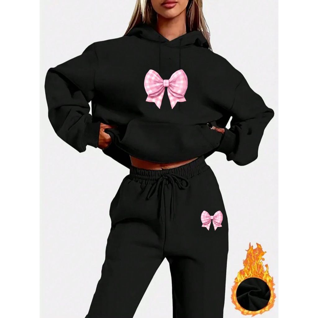 KIT CONJUNTO CALÇA + MOLETOM COM CAPUZ E BOLSO MODA FEMININA BASICA E ESTILOSA ESTAMPADA LASO ROSA XADEZ em Oferta na Shopee