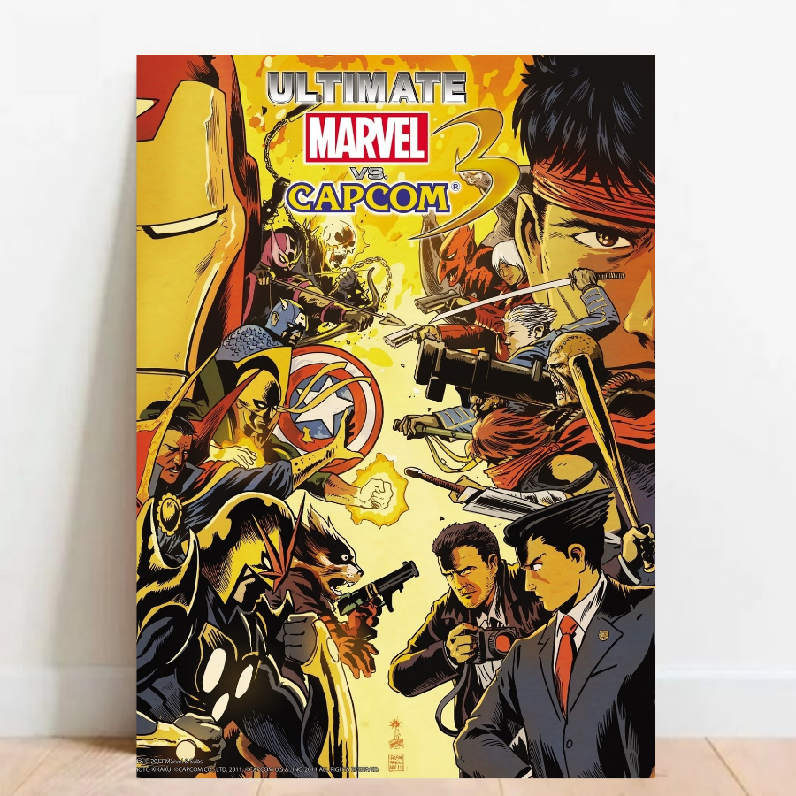 Quadro Placa decorativa Geek Gamer Marvel vs. Capcom video games Arte Poster A2 05