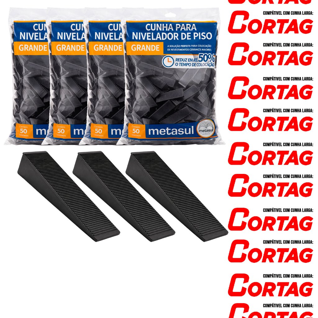 Kit 200 Cunha Nivelador Largo Espaçador Piso Porcelanato Junta Cerâmica Azulejo Compatível Cortag