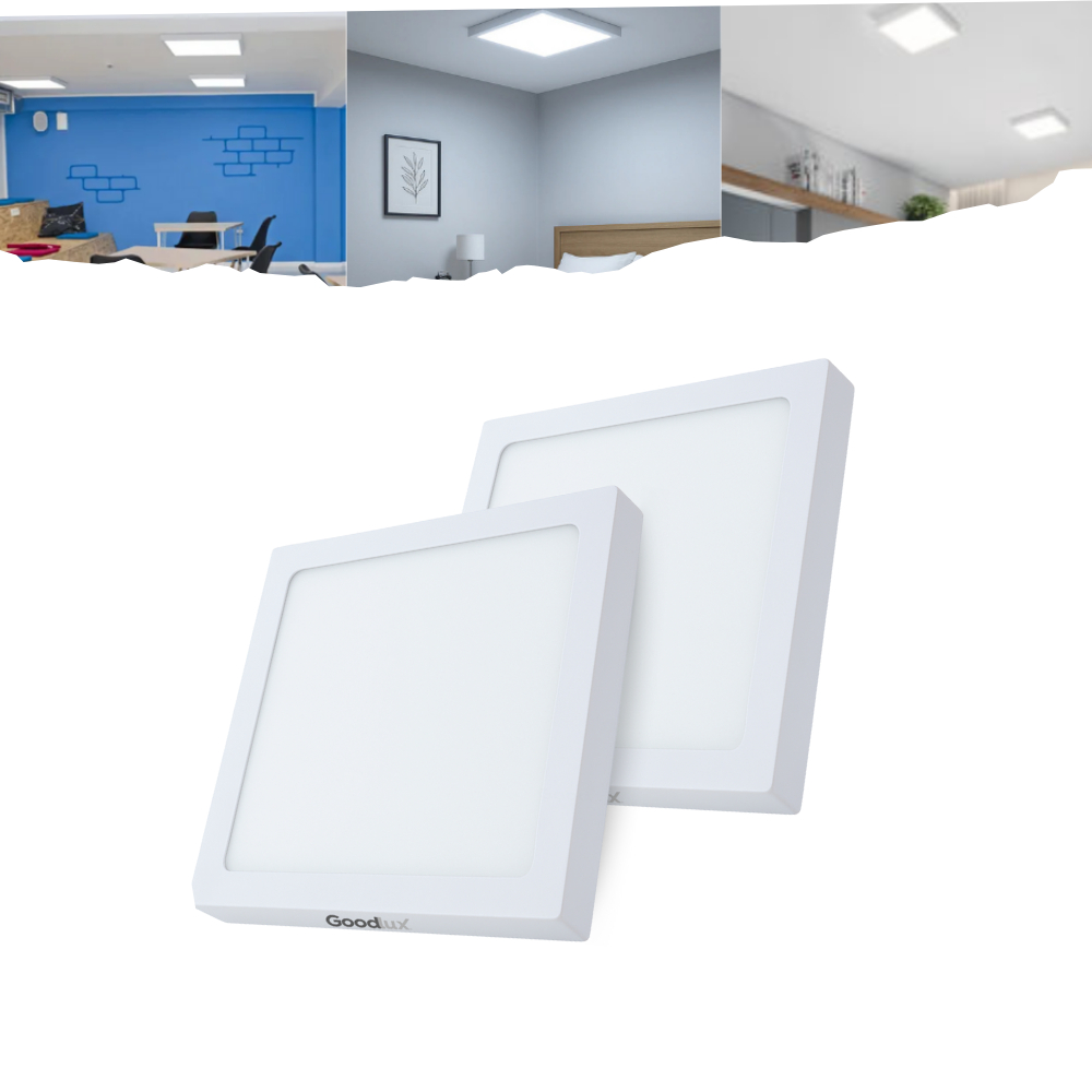 Kit 2 Plafon Painel Led 25w 18w Sobrepor Quadrado Luminaria para Quarto Cozinha Escritório Goodlux em Oferta na Shopee