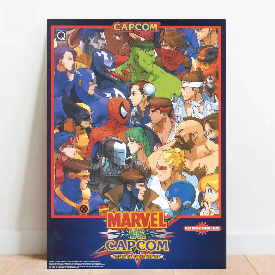 Quadro Placa decorativa Geek Gamer Marvel vs. Capcom video games Arte Poster A2 07