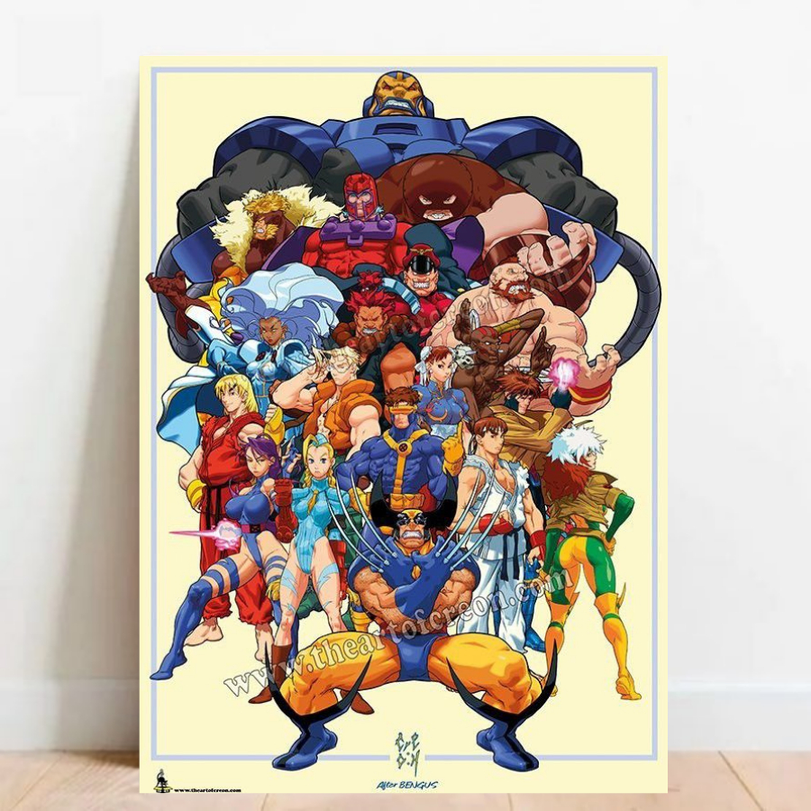 Quadro Placa decorativa Geek Gamer Marvel vs. Capcom video games Arte Poster A2 08