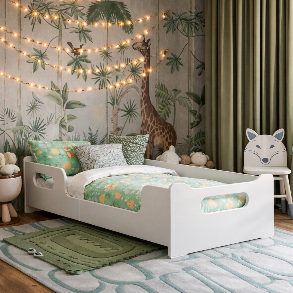 Cama Montessoriana Infantil Encanto MDF com Grade Lateral – Segura para Quarto de Menino e Menina em Oferta na Shopee