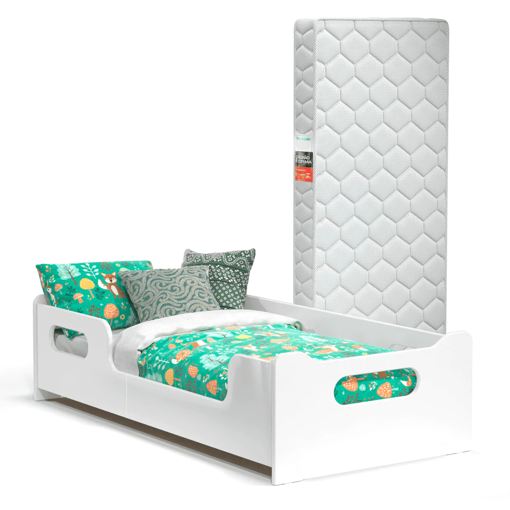 Cama Infantil com Colchão Encanto MDF com Grades – Segura para Quarto de Menino e Menina