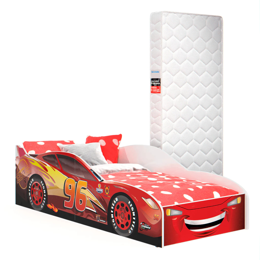 Cama Infantil Carro com Colchão Menino MDF Design Esportivo 155x73cm Diversas Cores em Oferta na Shopee