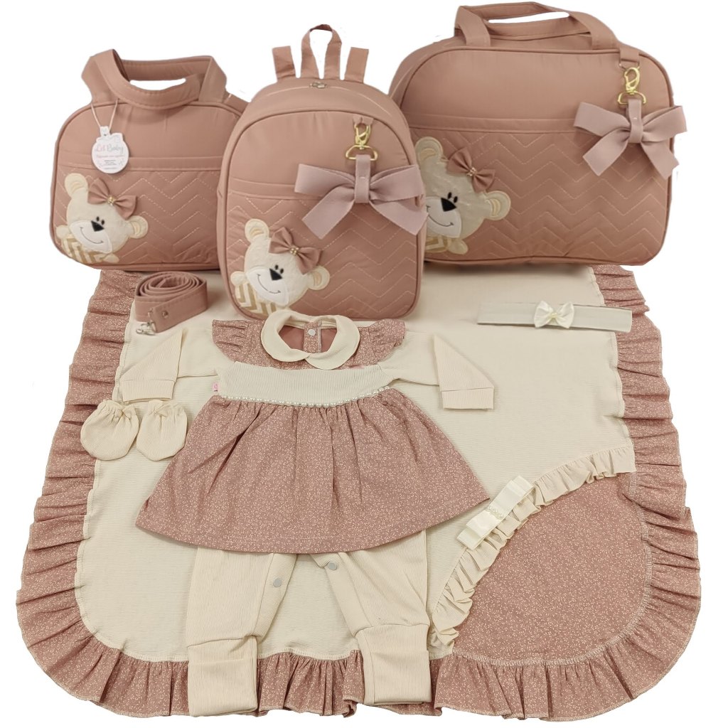 Kit Bolsa Maternidade Menina Varias Cores 3p Urso + Saida Maternidade em Oferta na Shopee