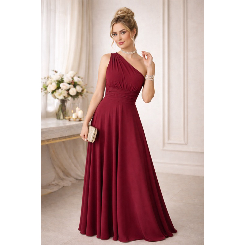 Vestido Longo Festa Madrinha Um Ombro Só Fluity Elegante em Oferta na Shopee