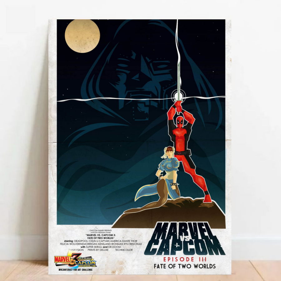 Quadro Placa decorativa Geek Gamer Marvel vs. Capcom video games Arte Poster A2 010