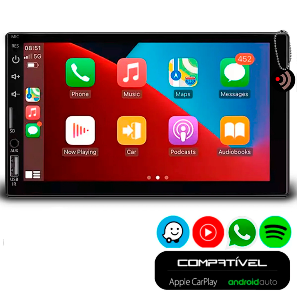 Central Multimidia Auto CarPlay Android Auto 7" Polegadas USB Espelhamento Apps Entrada Câmera Ré em Oferta na Shopee