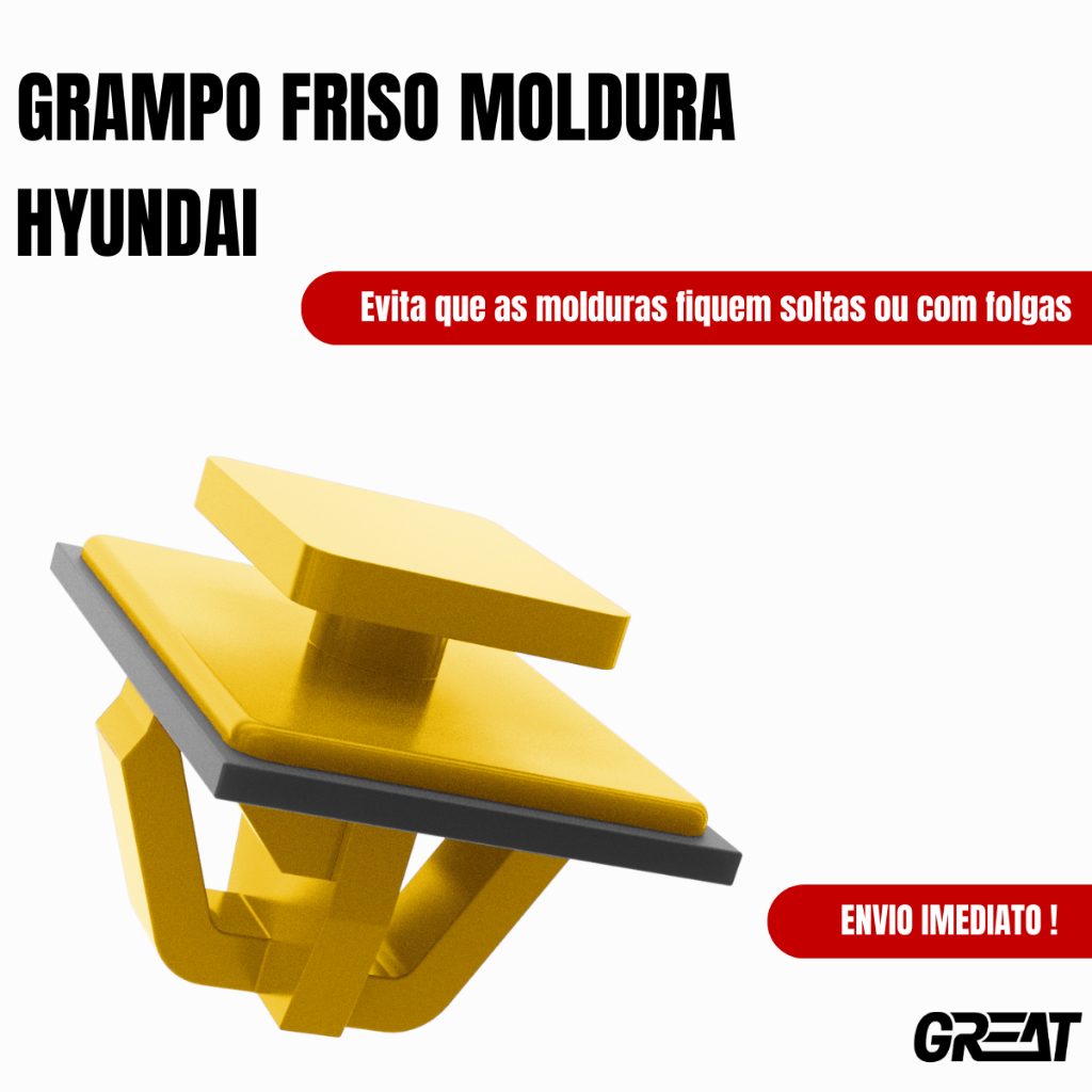 Kit 10 Grampo Friso Moldura Accent Santa Fe Tucson Amarelo