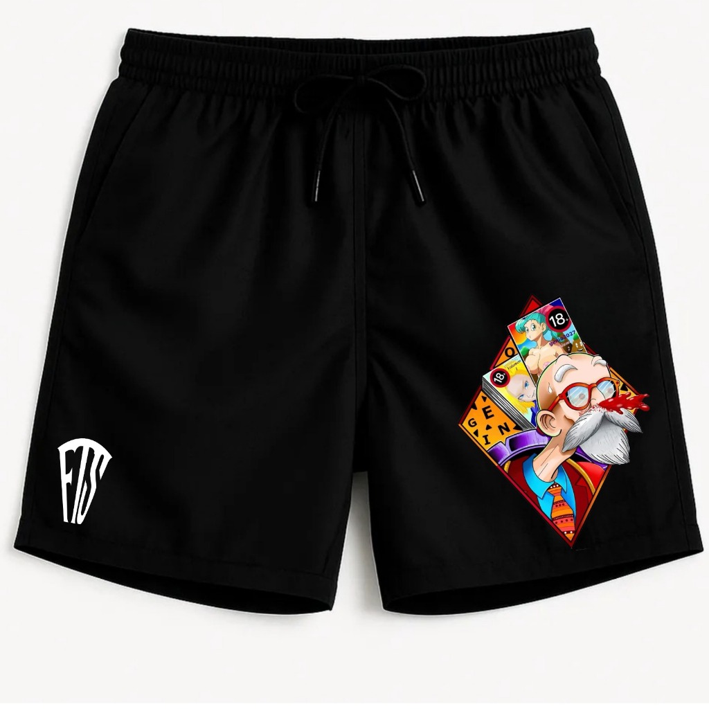 Bermuda Beachwear Anime Oldy Sens Aftersoul Unissex Modelagem Mauricinho Tactel com Elastano