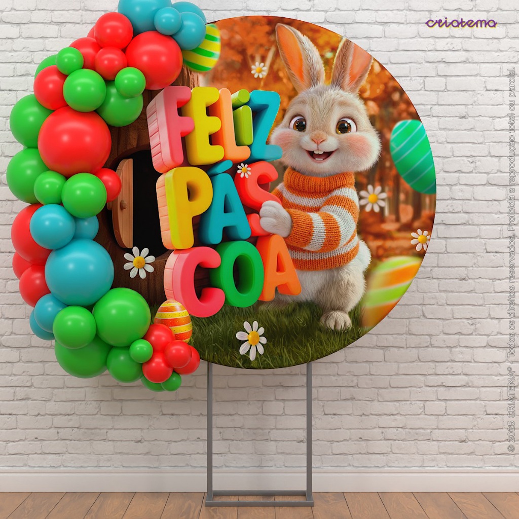 Painel Redondo Decoração Páscoa Infantil Sublimado Em Tecido 1,50m em Oferta na Shopee