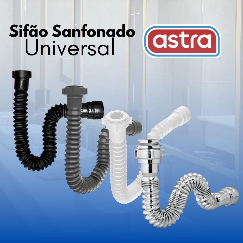 Sifão Sanfonado Universal Preto Cinza Branco Cromado Astra em Oferta na Shopee