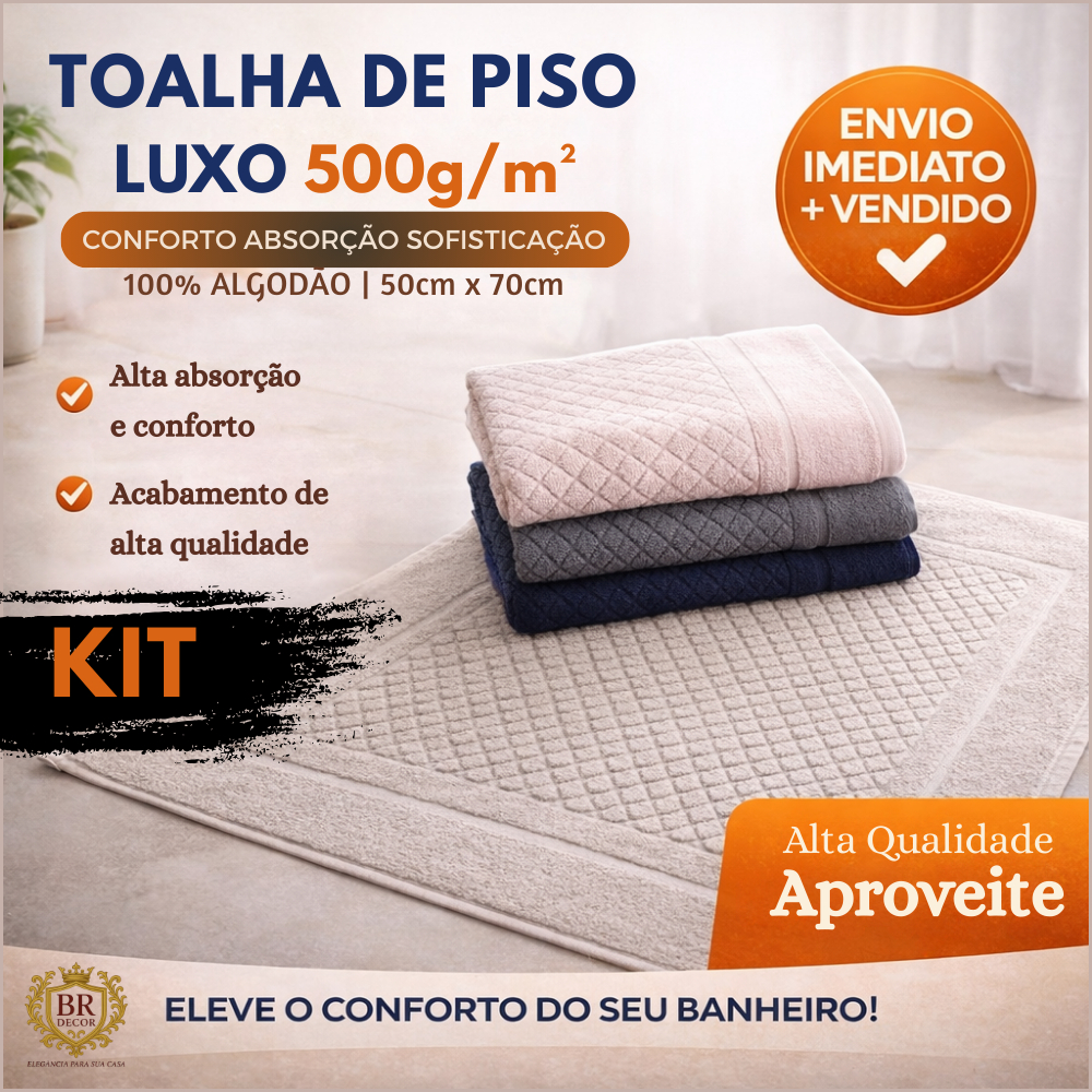 Kit Toalha de Piso Rapida Absorção 50cm x 70cm - 500g/m² e 250/gm² em Oferta na Shopee