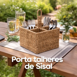 Porta Talheres Sisal 15x20cm Organizador de mesa talher Divisórias Galheteiro Azeite Vinagre em Oferta na Shopee
