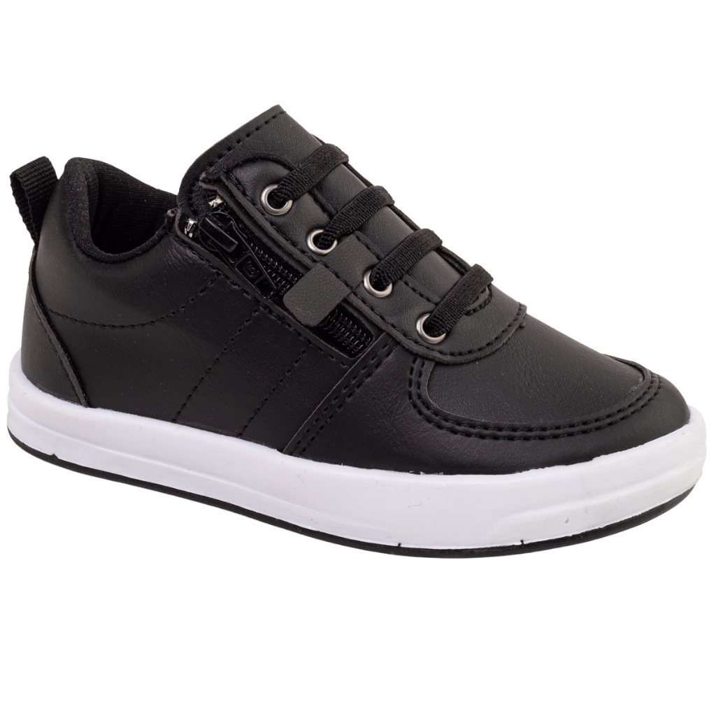 Sapatenis Infantil Sapato Masculino Casual Preto Tenis Menino Zíper em Oferta na Shopee