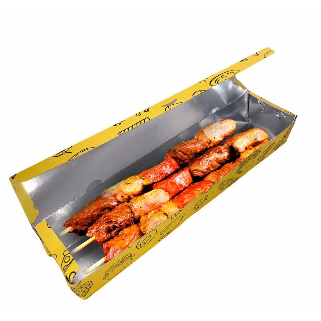 100 und Embalagem metalizada P/ Espetinho Churrasquinho Delivery P - 26x6x4