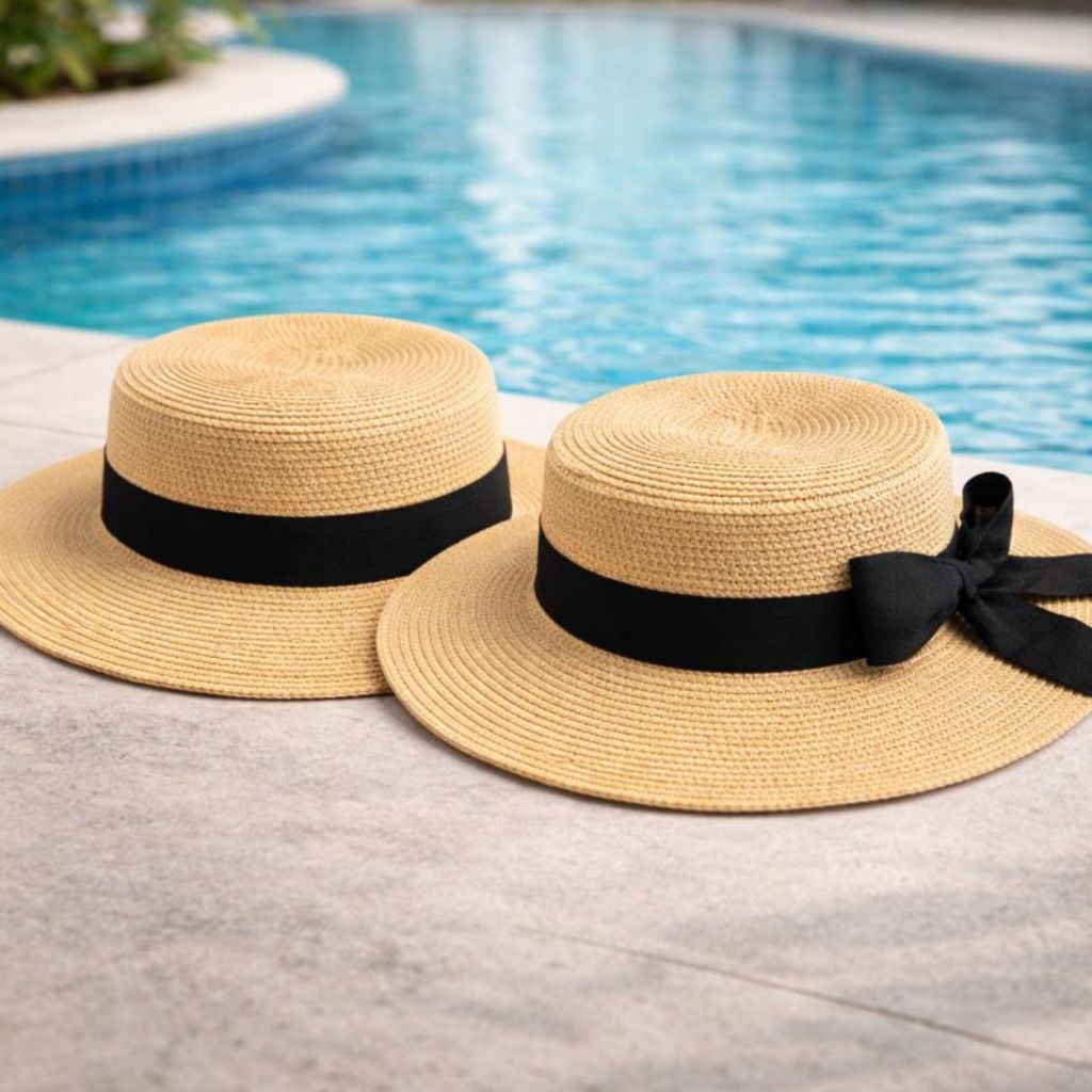 Chapéu Paris de Praia e Sol Masculino e Feminino Aba Média Cor Palha Com Fita Preta Resort Luxo em Oferta na Shopee