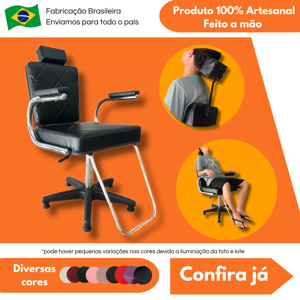 Cadeira elite salao de cabeleireiro barbeiro maquiagem lash confortavel regulagem de altura pistão