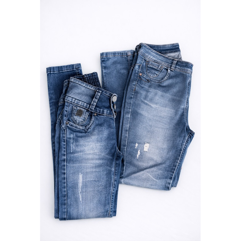 Kit 2 Calças Jeans EDEX Femininas – Tamanho 40 (Cós Alto + Tradicional)