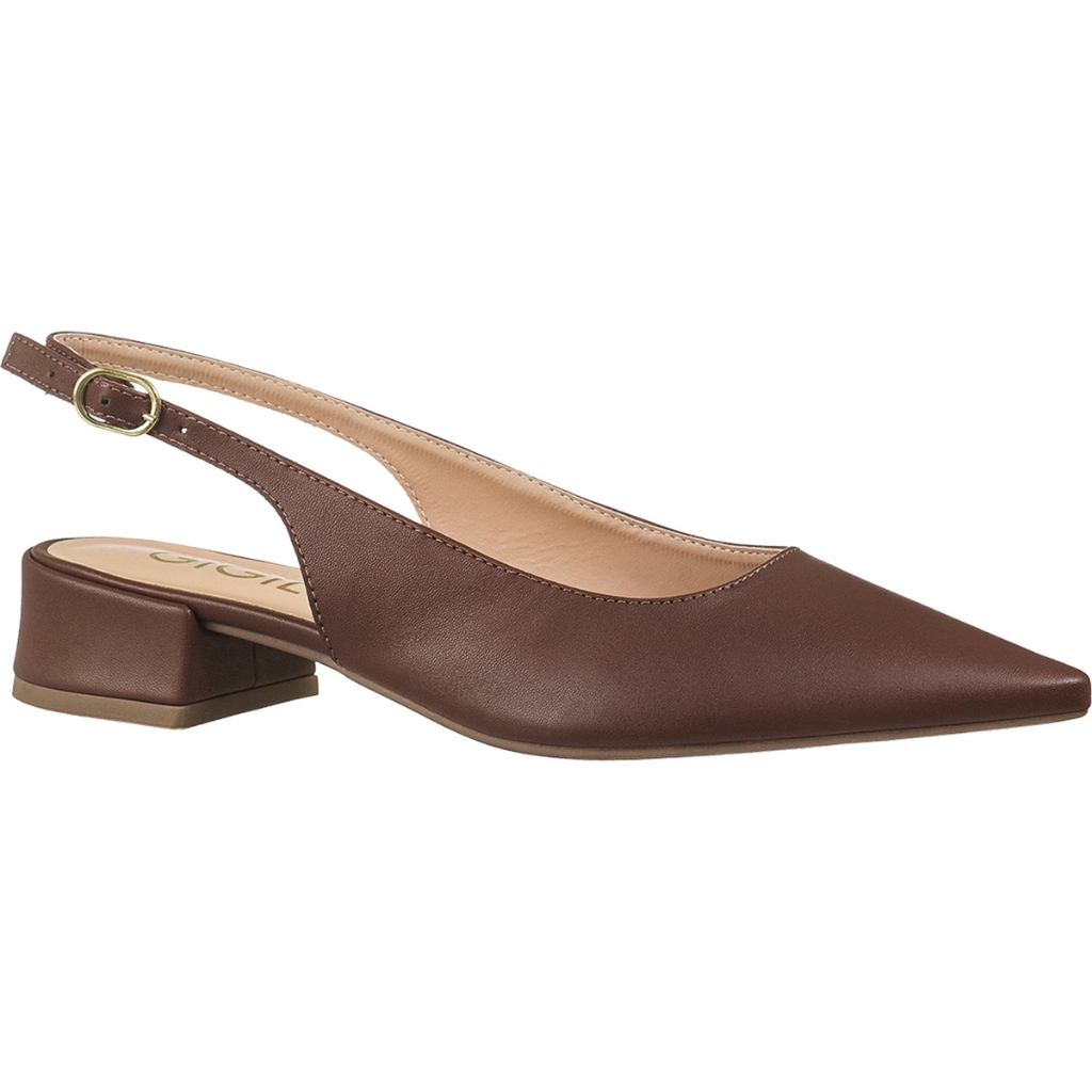 Scarpin Feminino Slingback Bico Fino Salto Bloco Baixo Fivela Lateral Luísa GiGiL em Oferta na Shopee