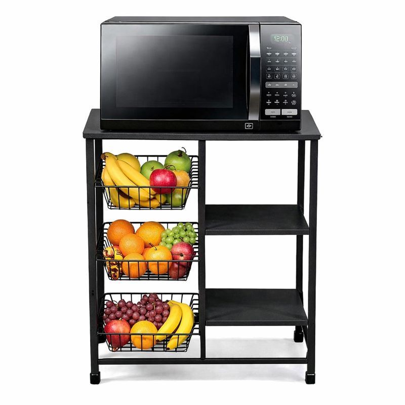 Fruteira Organizadora com Suporte para Micro-ondas em Aço Reforçado – Multiuso para Cozinha