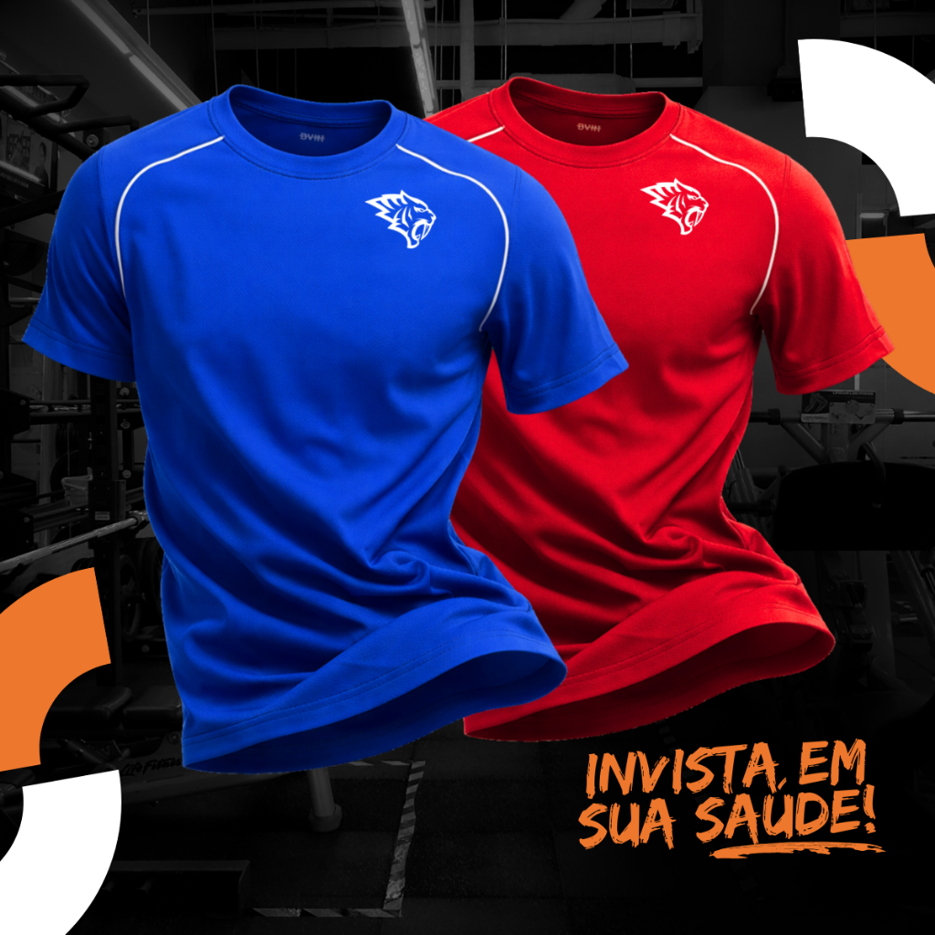 Kit 2 Camisetas Masculinas Dry Fit Estampadas Academia, Treino, Corrida Cores Variadas.