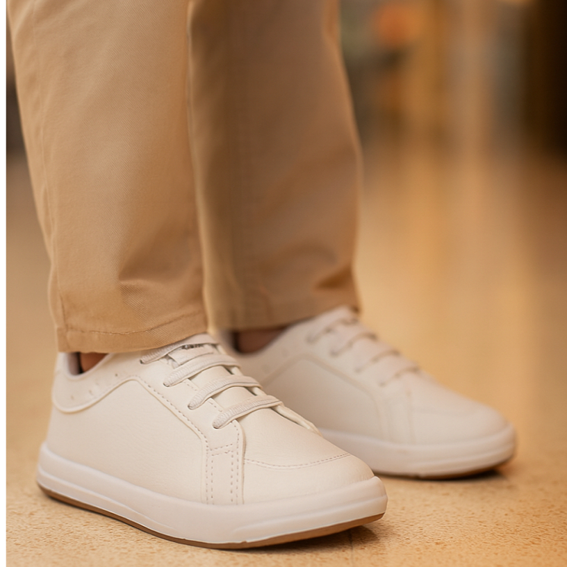 Tênis Infantil Branco Confortável Sapato Masculino Casual Menino
