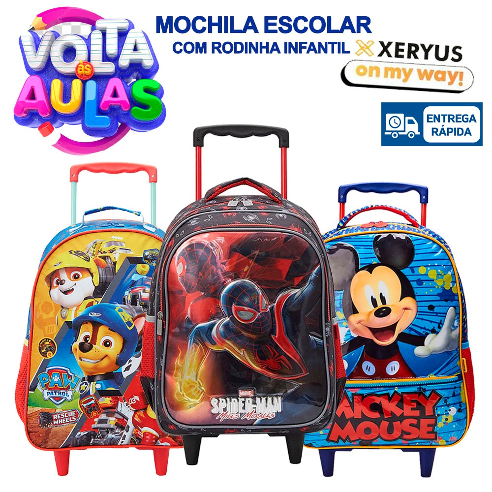 Mochila Escolar Rodinha Grande Xeryus Personagens Desenhos em Oferta na Shopee