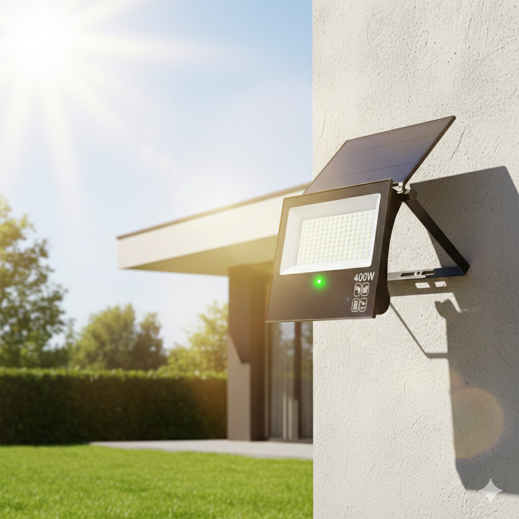 Painel Refletor 400w Bateria Recarregável com Placa Solar IP66 Bivolt Iluminação Externa
