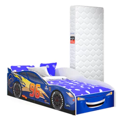 Cama Infantil Carro McQueen Montessoriana Baixa Com Colchão Incluso Para Quarto De Menino Em MDF