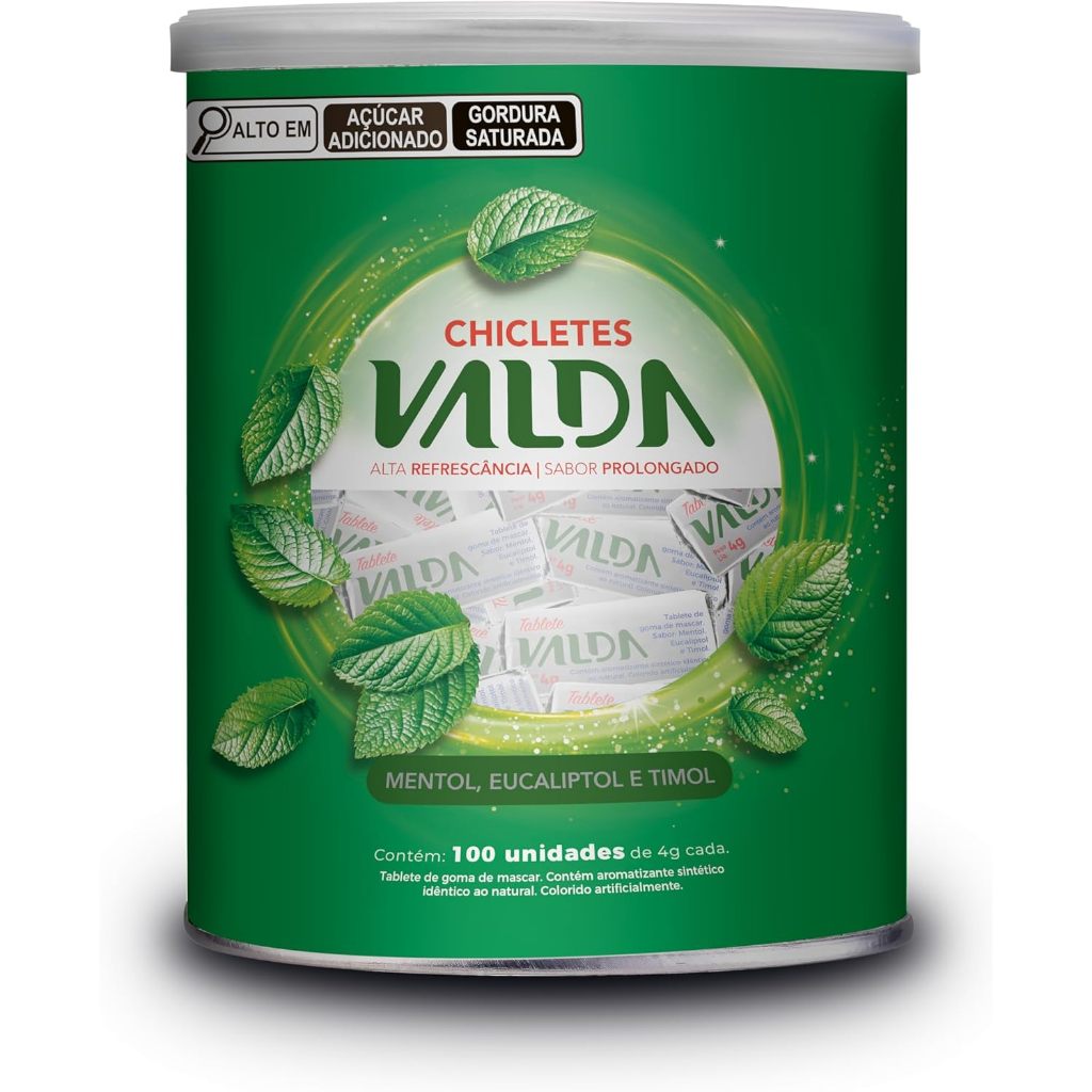 Valda Pastilhas Chiclete – Sabor Menta - Pote 100 Unidades 4g cd em Oferta na Shopee