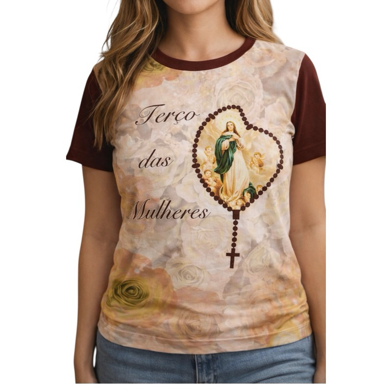 Camiseta Terço das Mulheres Rainha do Brasil Marron