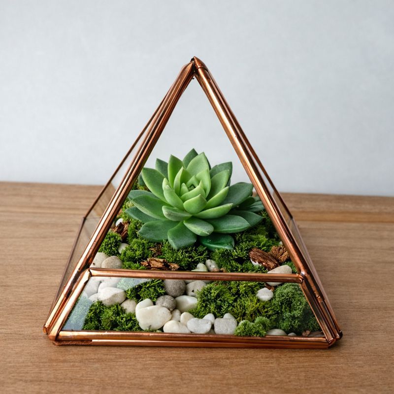 Terrário Geométrico de Cobre Puro Decorativo em Oferta na Shopee