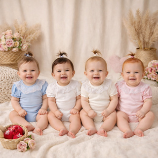 Body Bebê Menina Gola Rendada Manga Curta 100% Algodão em Oferta na Shopee