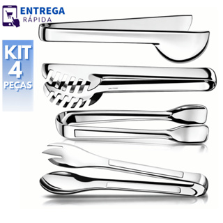 Kit 4 Utensílios para Cozinha Inox Pegador de Massa 20cm Universal 20cm Salada 20cm Gelo Frios em Oferta na Shopee