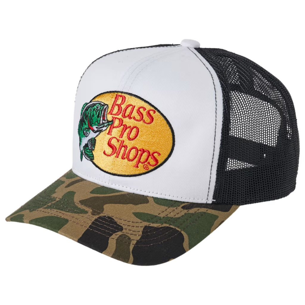 Boné Bass Pro Shops com Logotipo Bordado Original Trucker Americano Bordado Tela Ajustável Unissex