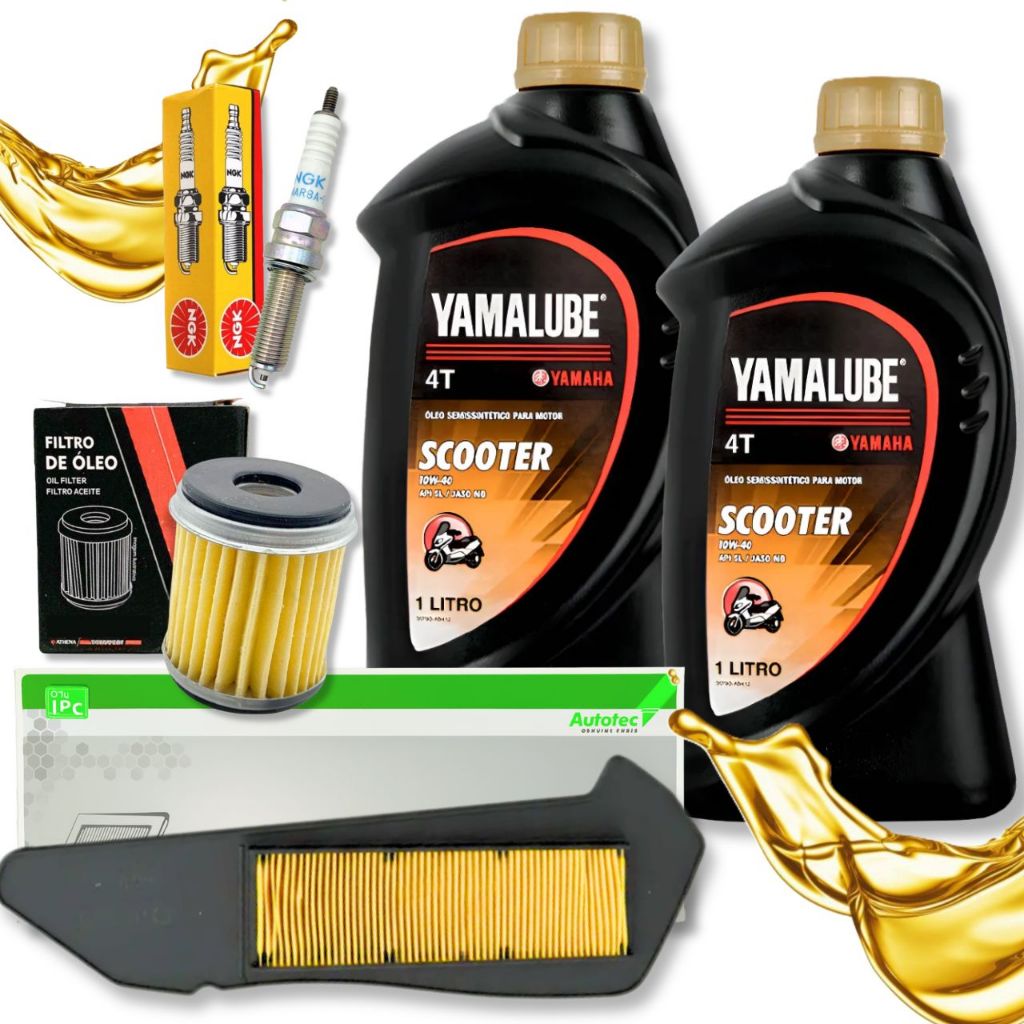 Kit Revisão Xmax 250 Yamalube Scooter 10w40 Filtros e Vela Ngk