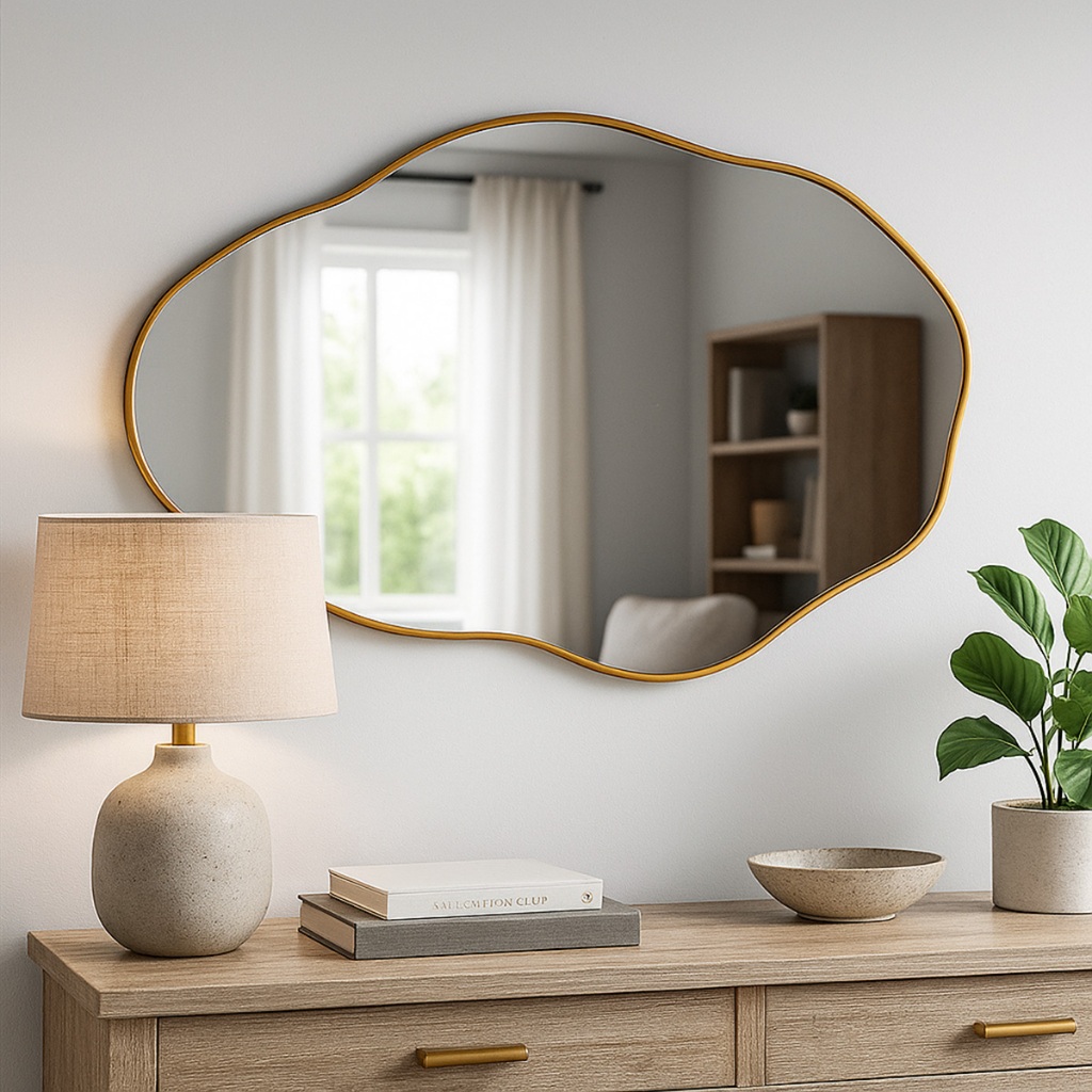 ESPELHO ORGÂNICO PEDRA 60x40 – Design Natural e Sofisticação Moderna em Oferta na Shopee