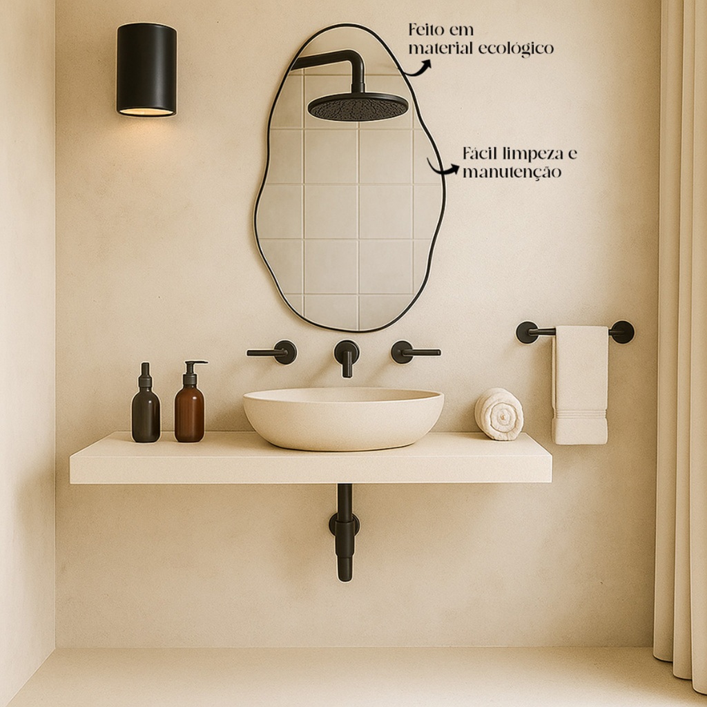 Espelho Orgânico Pedra 60x40cm Decorativo Moderno Para Sala Quarto Banheiro · foto 2