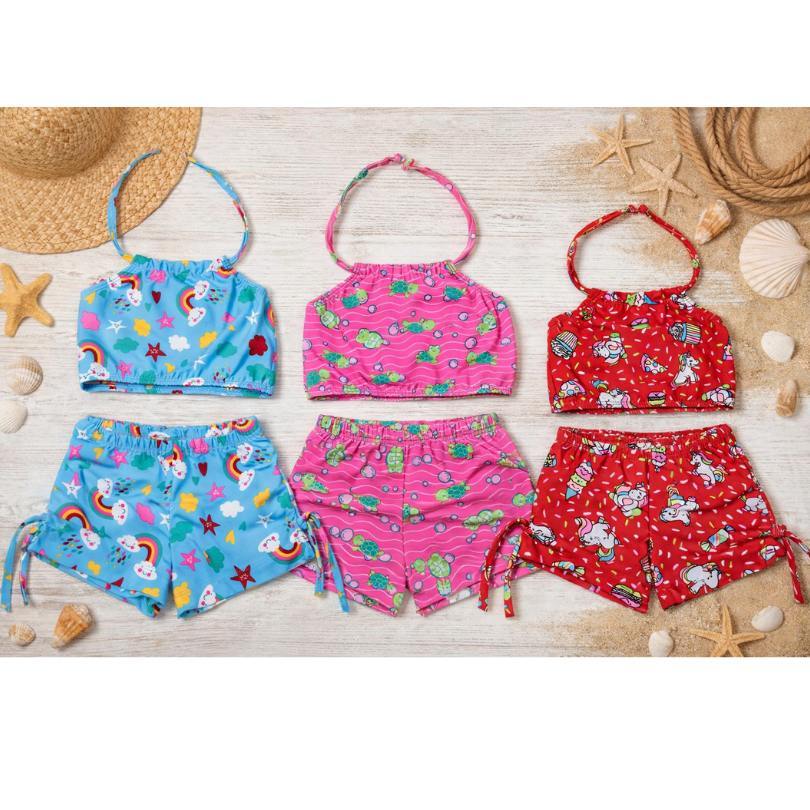 Biquini Infantil Menina Moda Verão para Praia ou Piscina 1 a 10 anos (NÃO GARANTIMOS ESTAMPAS) em Oferta na Shopee