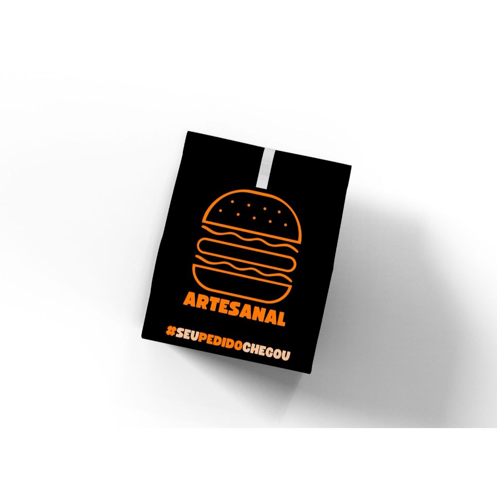 Black Saco Kraft Para Delivery - Embalagem Gourmet Burger, Artesanal Preto em Oferta na Shopee