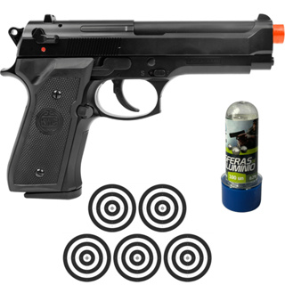Pistola Pressão M92 Rossi Esfera De Alumínio Spring 6mm Rossi + 100 Esferas de Alumínio + 5 Alvos em Oferta na Shopee