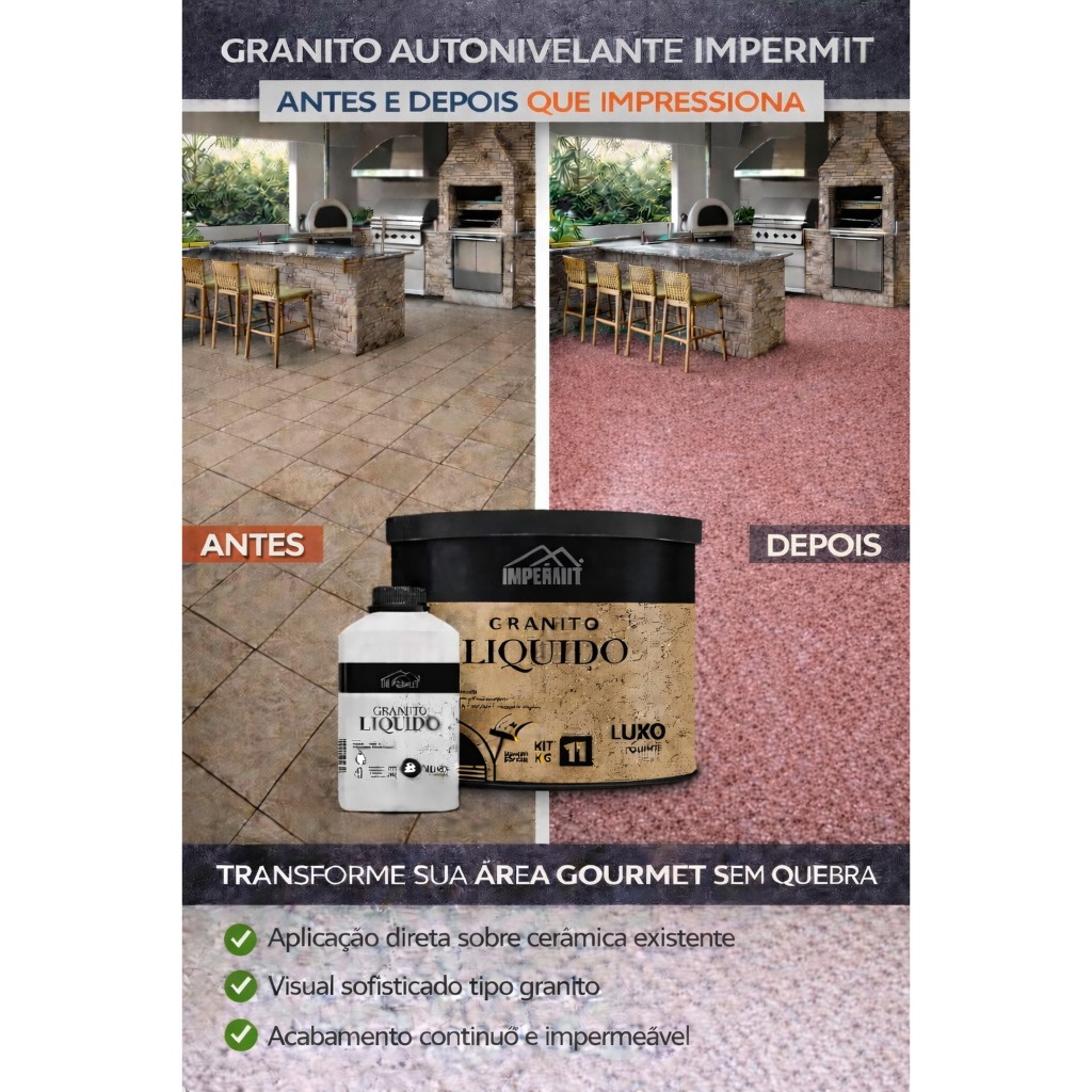 Granito liquido autonivelante (vermelho) kit 11kg impermit